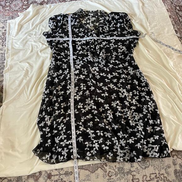 Vtg Y2K 2000s Dark Floral Ruffle Tie Dress Plus Sz 24W WHimsygoth Fairy Grunge - Picture 6 of 7